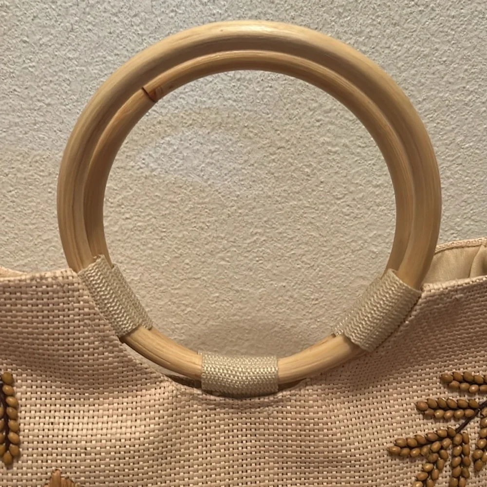 Vintage Preston & York 100% Straw Embroidered Bag
